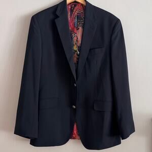 Robert Graham Black Wool Blazer Sports Coat Suit Jacket Paisley Lining Size 40